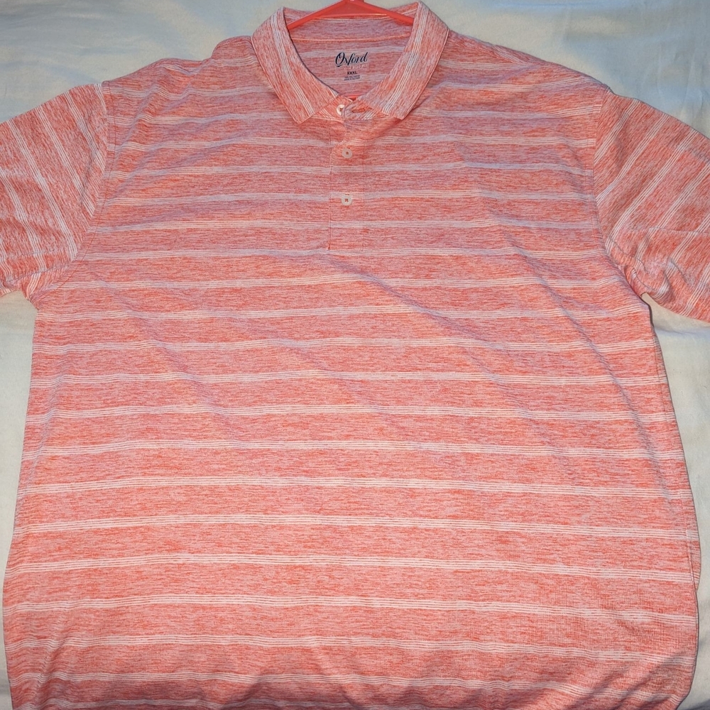 3XL Golf Polo coral with white stripes